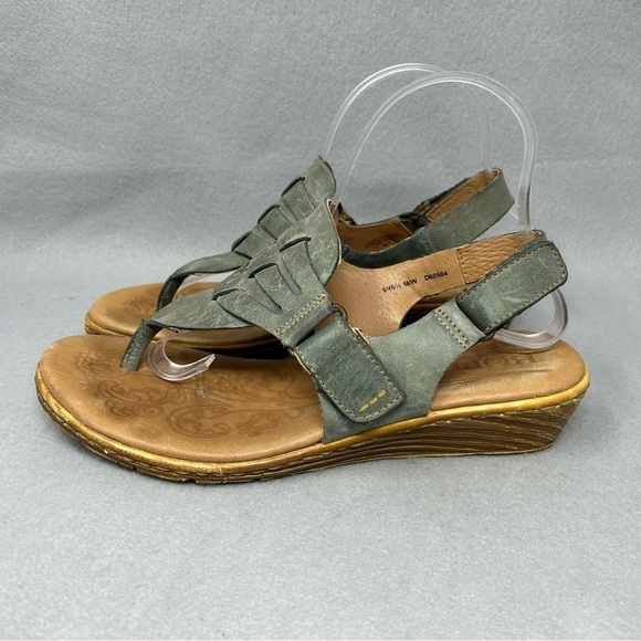 Born Karis D60504 Blue Leather Thong Wedge Sandals Women's US Size 9 - Picture 4 of 12